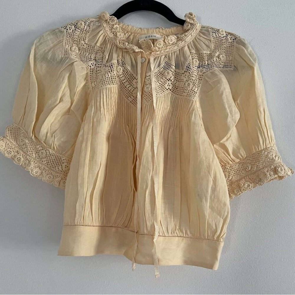 Doen ramie Elegant Cream Lace top S